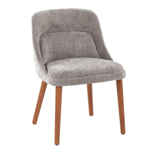 English Elm Chair Set of 2 Mid-century Modern Upholstered Dining Accent with Tapered Wood Legs Grey B202P471336