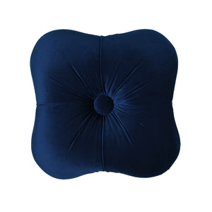 English Elm Jennifer Taylor Home - Ellen Navy Blue Velvet Clover Ottoman with Gold Bullion Fringe — Handcrafted, Sturdy, Luxe Seat B2719P238157