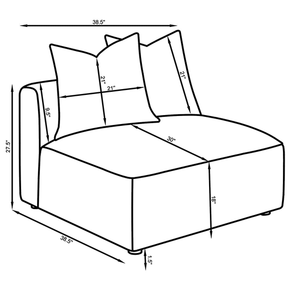 English Elm Amherst Grey Armless Chair With Accent Pillow - Modern Comfort & Stylish Versatility For Any Space B062P358230