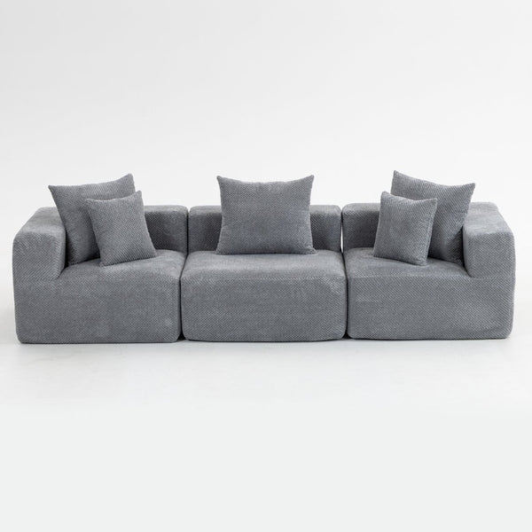 English Elm Modular Low Profile Sectional Sofa Plush Chenille Upholstery for Cozy Living Rooms W3326S00031