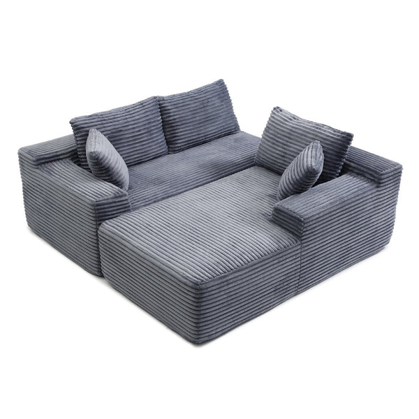 English Elm 105'' Modular L-shaped Sectional with Ottoman Deep Seat Corduroy Couch for Living Room W1117S00320