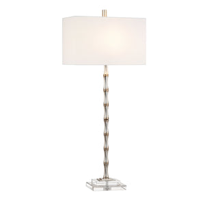 Crestview Collection Transitional Buffet Lamp - Slim Bamboo Design With Champagne Finish & Crystal Base For Elegant Lighting   Cvaer2022