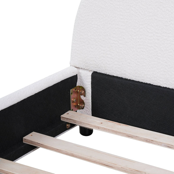 English Elm Christopher Knight Home® - Queen Size Bed Frame With Plush Boucle Upholstered Headboard - Modern Design For Cozy Bedrooms N757Q329194W