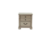 English Elm Classic Bedroom Formal Nightstand Antique Silver Finish 2-Drawers 1 Piece Bedside Table Plywood Furniture