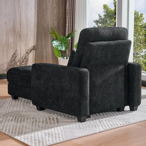 English Elm Electric Lounge Chair with Adjustable Backrest, Lambswool Upholstery, Wireless Charger & Cup Holder Black W2817P255603
