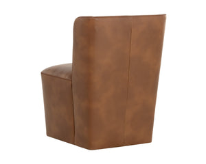 Sunpan Amita Wheeled Dining Chair - Luxurious Tobacco Tan Faux Leather With Comfortable Curves And Style Brown Faux Leather 111925