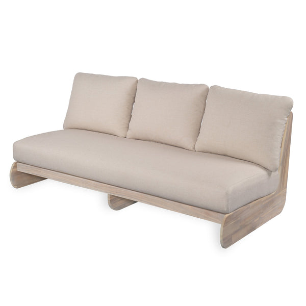 English Elm Christopher Knight Home® - Outdoor Acacia Lazy 3 Seater sofa with water‑repellent cushions, 8" thick seats, durable acacia frame Antique grey white,Off White N773P302635S