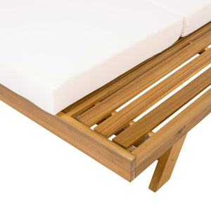 English Elm Christopher Knight Home® - Lounge Chaise Set - Adjustable Acacia Wood Frame With Cream Cushion, Perfect For Outdoor Relaxation N770P253442T_N770P208317C