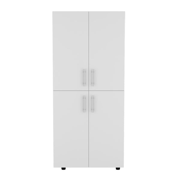 English Elm Hazel Tall Four-Door Armoire Wardrobe Cabinet with Six Shelves and Dual Hanging Rods for Bedroom White 39.4 L x 23.2 W x 5.5 H B070S00228