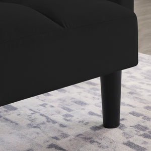 English Elm Velvet Convertible Futon Sofa Bed with Adjustable Back, Plush 9" Cushion, Eucalyptus Frame for Apartments Black W1413P332828