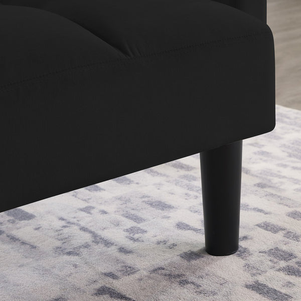 English Elm Velvet Convertible Futon Sofa Bed with Adjustable Back, Plush 9" Cushion, Eucalyptus Frame for Apartments Black W1413P332828