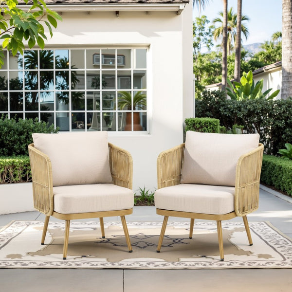 English Elm 49.6" Pe Wicker Patio Loveseat All-weather Steel Frame Deep Seat Outdoor Sofa T3773P419902
