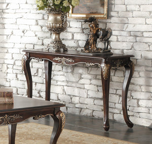 English Elm 1pc Traditional Croydon Cocktail Table in Dark Cherry Finish with Gold Tipping and Cabriole Legs, Elegant Living Room Accent Cherry 55 L x 21 W x 8 H B011P387134