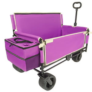 English Elm 3-in-1 Convertible Folding Wagon with 500lb Steel Frame and All-terrain Swivel Wheels Purple W2932P390459