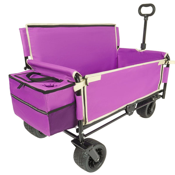 English Elm 3-in-1 Convertible Folding Wagon with 500lb Steel Frame and All-terrain Swivel Wheels Purple W2932P390459