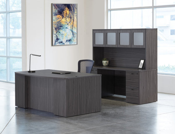 OSP Home Furnishings Napa Executive Workstation with Locking Pedestal and Integrated Wire Management for Modern Offices Office NAPSGW-TYP211