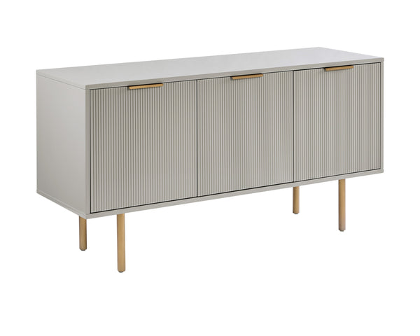 Sunpan Dorada Modern Sideboard With High Gloss Grey Finish And Gold Hardware - Stylish Storage Solution Grey Wood 111905