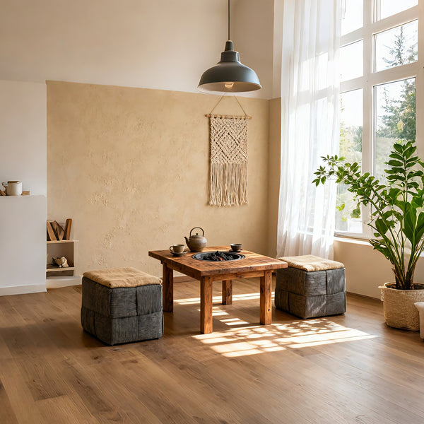 English Elm Ottoman Plush Corduroy Round Footrest Stool with High‑Resilience Foam, Sturdy MDF Frame, Versatile Use Grey W3851P369304