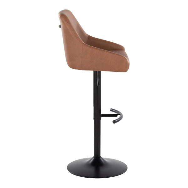 English Elm Hannah Adjustable Barstool Set of 2 – Camel Faux Leather, Black Metal Swivel, T-Footrest, 360° Comfort B202S00932