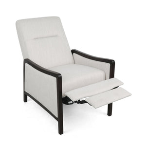 English Elm Christopher Knight Home® - Fabric Recliner Chair Mid-Century Push-Back Upholstered Armchair with Thick Cushion and Birch Frame Beige 70449.00BGE