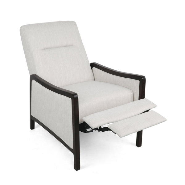 English Elm Christopher Knight Home® - Fabric Recliner Chair Mid-Century Push-Back Upholstered Armchair with Thick Cushion and Birch Frame Beige 70449.00BGE
