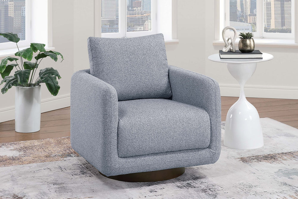 English Elm 360-degree Swivel Boucle Accent Chair with Sculptural Frame for Modern Living Rooms B089P416560