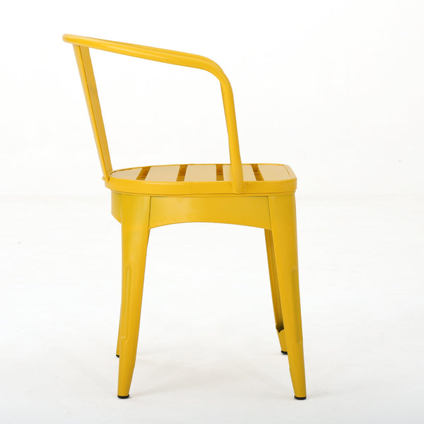 English Elm Christopher Knight Home® - COLMAR 3-Piece Metal Bistro Set for Patio — Weather-Resistant Iron Table & Stackable Armchairs, Slatted Design Yellow 56558.00MCY