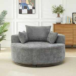 English Elm 55''l 55'l Chenille Swivel Lounge Chair Plush Foam Fill 360 Rotation Modern Living Room W834S00643