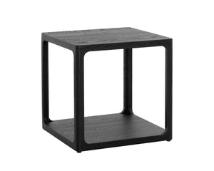 Sunpan Doncaster Side Table - Elegant Solid Oak Design with Adjustable Levelers for Modern Interiors Black