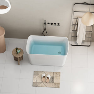 English Elm 49'' Acrylic Freestanding Soaking Tub Japanese Square Deep Basin Chrome Drain W1573P210468