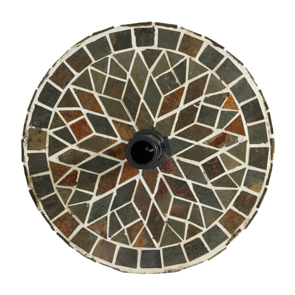 English Elm Enzo Mosaic Concrete Outdoor Umbrella Base with Ceramic Tile Inlay for Patio Use N775P407248M