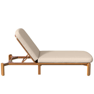 English Elm Outdoor Acacia Wood Chaise Lounge Reclining Patio Chair with Cushion for Poolside Brown N719P445623D