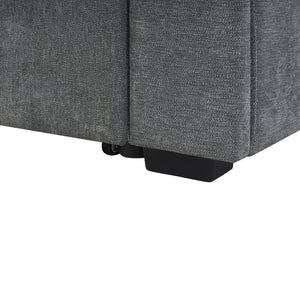 English Elm Convertible Sectional Sofa Bed with Dual Pull-Out Sleepers, Flip-Top Table, USB Ports & Storage Dark Gray N719S002090R