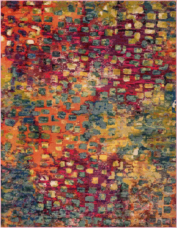 Unique Loom Jardin Ivy Machine Made Abstract Rug Multi, Cream/Light Blue/Navy Blue/Gray/Gold/Green/Burgundy/Orange/Purple/Violet/Pink 9' 0" x 12' 2"