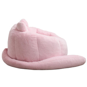 English Elm Cat-shaped Bean Bag Sofa with Sculptural Tail Armrest for Playful Living Spaces Pink W2311P457294