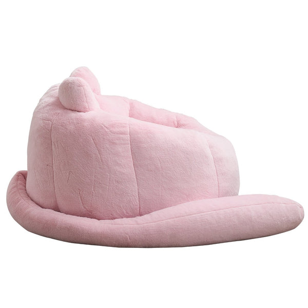 English Elm Cat-shaped Bean Bag Sofa with Sculptural Tail Armrest for Playful Living Spaces Pink W2311P457294
