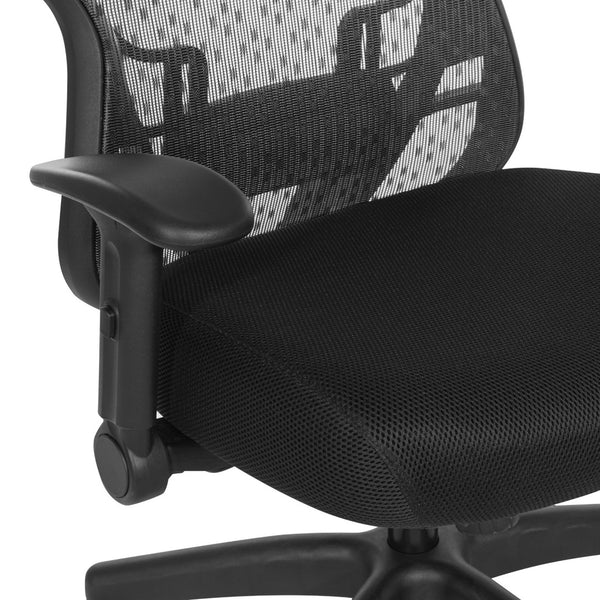 OSP Home Furnishings Deluxe Ergonomic Mesh Office Chair with Memory Foam Seat and Four Way Adjustable Arms 529R-3R2N1F2