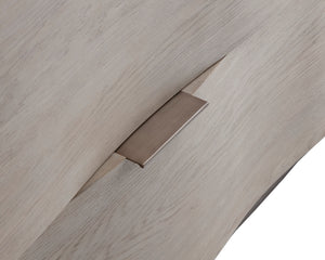 Sunpan Hoyos Nightstand - Elegant Light Oak Design with Warm Brass Handles and Soft-Close Drawers