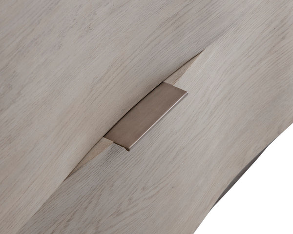 Sunpan Hoyos Nightstand - Elegant Light Oak Design with Warm Brass Handles and Soft-Close Drawers