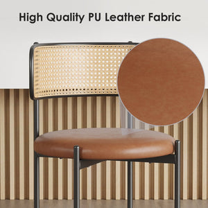 English Elm Adjustable Swivel Barstools Set of 2 Pu Leather Industrial Mid-century Kitchen Island Seating Brown T3623P433774