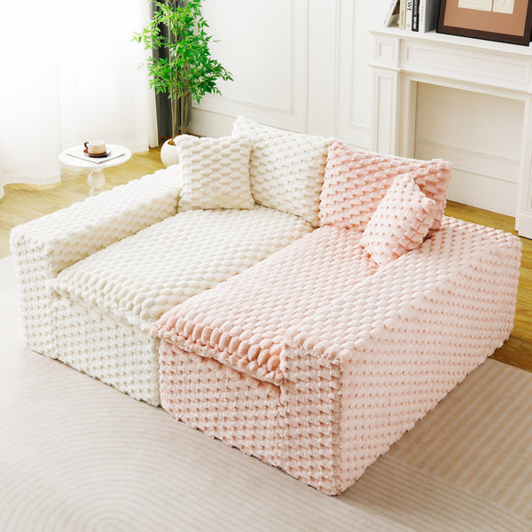 English Elm Luxury Color-Block Turtle Velvet Sofa - Modular Comfort For Stylish Living Rooms & Cozy Gatherings W3371S00047