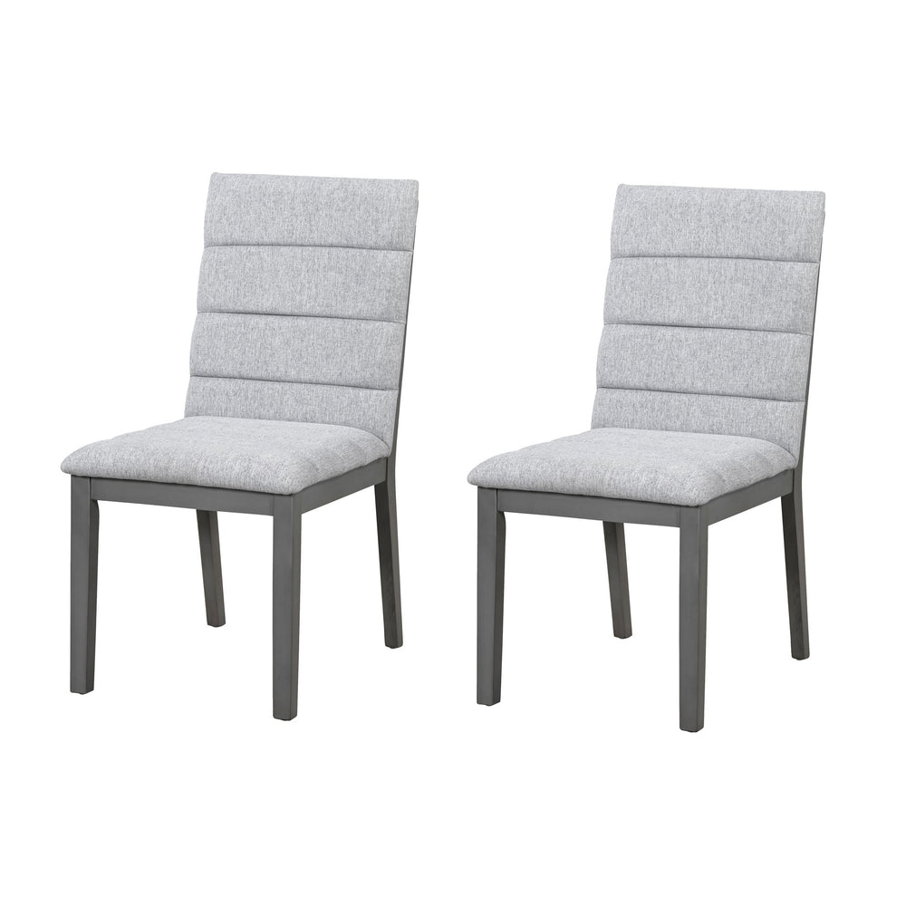 English Elm Oak Tufted Gray Dining Chairs Set of 2 — Oak Gray Fabric, High-Density Foam, Lumbar Support, Compact Elegance N842P299015G