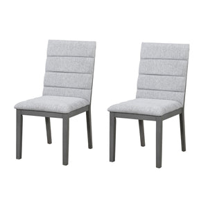 English Elm Oak Tufted Gray Dining Chairs Set of 2 — Oak Gray Fabric, High-Density Foam, Lumbar Support, Compact Elegance N842P299015G