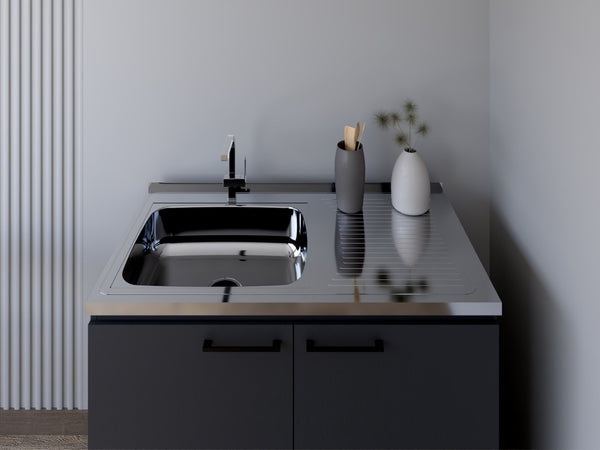 English Elm Utility Sink Cabinet Stainless Steel Basin Freestanding Farmhouse Storage Unit B092S00152