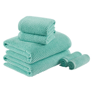 JLA Home Madison Park - 100% Zero-Twist Cotton 6-Piece Towel Set — 502 GSM Quick-Dry, Diagonal Ribbed Texture, Plush Durable Comfort MP73-8855