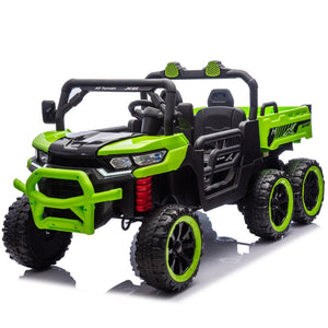 English Elm 24v Two Seat Kids Electric Dump Truck Six Wheel 4wd Utv with Parental Remote Green W1578P268992
