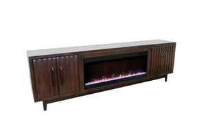 English Elm Radiance 94-Inch Tv Stand With Electric Fireplace, Rosewood Finish - Stylish Storage & Warmth! B108P345211-GIGA