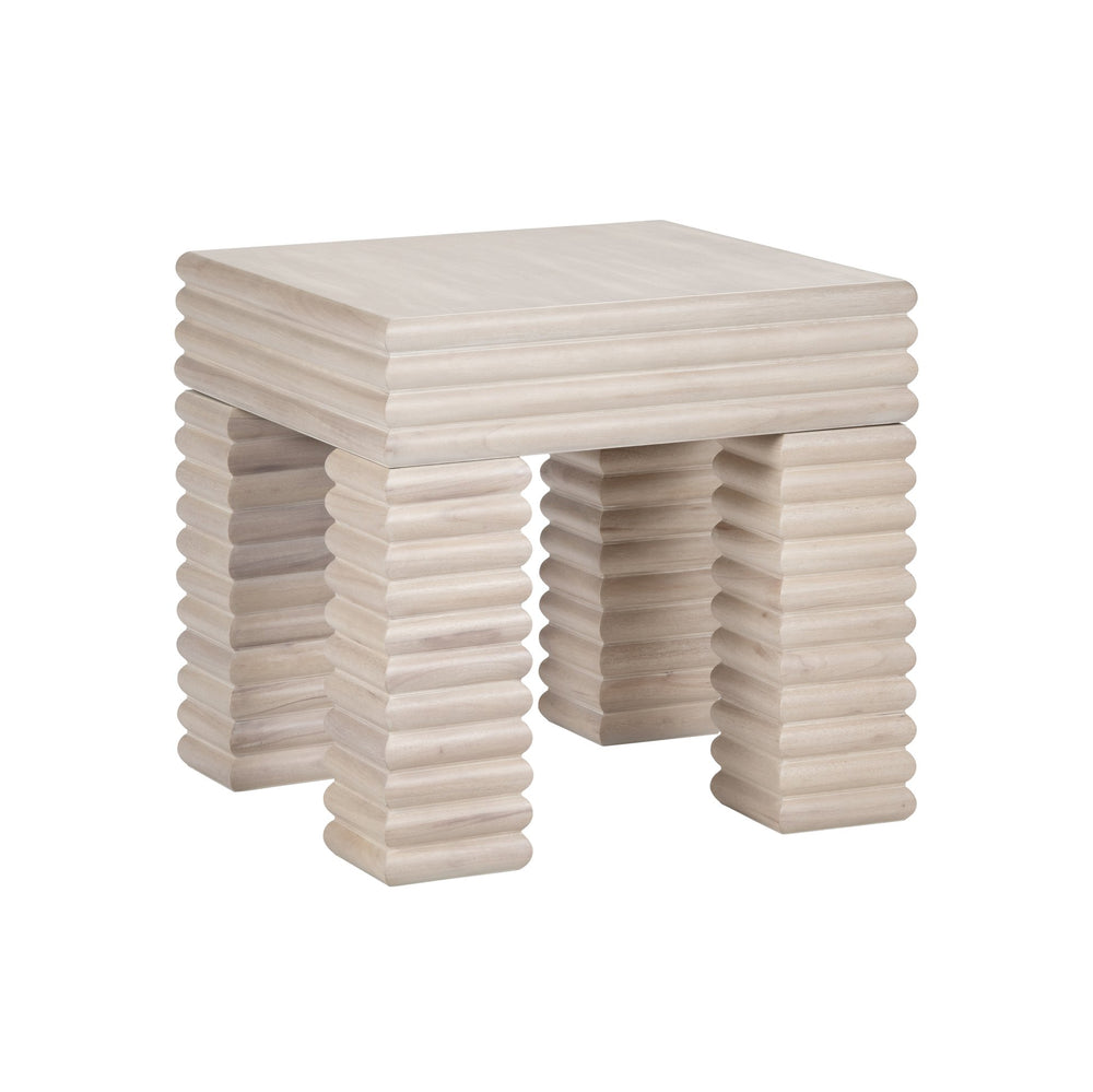 Crestview Collection Coastal Accent Tables - Stylish Bayur Wood End Table With Unique Stacked Design For Modern Elegance Cream Solid Wood Cvfdr1225