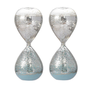 English Elm Set Of 2 Peleus Modern Hourglasses - 30-Minute Timers With Silvered Glass & Jade Sand Decor W2078P278417-GIGA