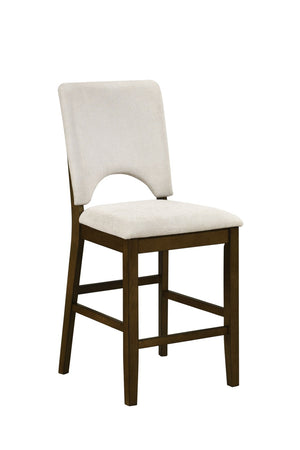 English Elm Contemporary Round Oak Veneer Counter Height Dining Set with Upholstered Seating B011S02503